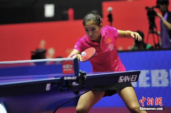 图为刘诗雯在比赛中。<a target=