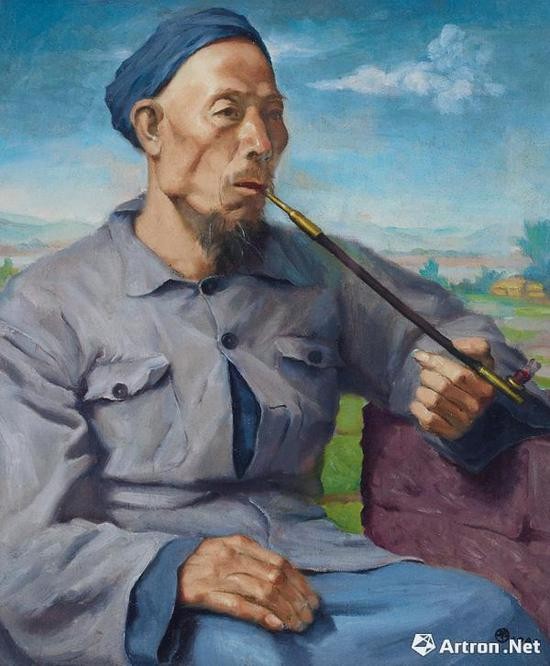　　杨立光 &nbsp;抽烟的人 布面 油画 46×38cm 1940年作 成交价：78.2万元