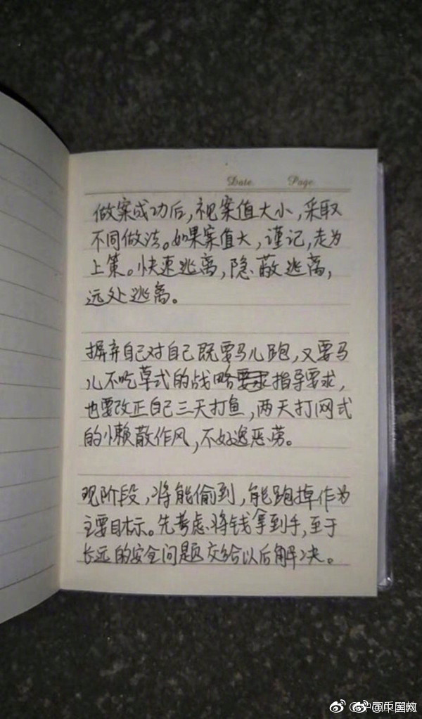 最励志小偷!小偷作案笔记写满攻略 还有自我评价